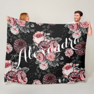 Cobertor De Velo Padrão preto e rosa do Rosa da Vintage