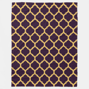 Cobertor De Velo Padrão Quatrefoil Marroquino Roxo Escuro e Bege