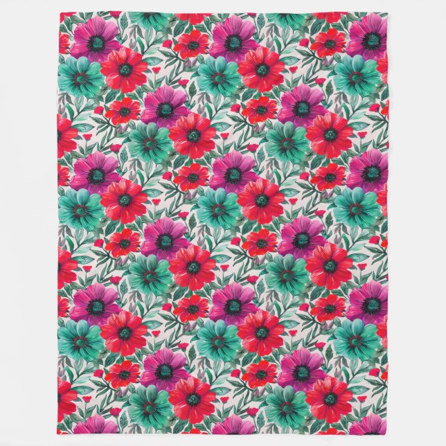 Cobertor De Velo Padrão retro de moda russa floral (Frente)