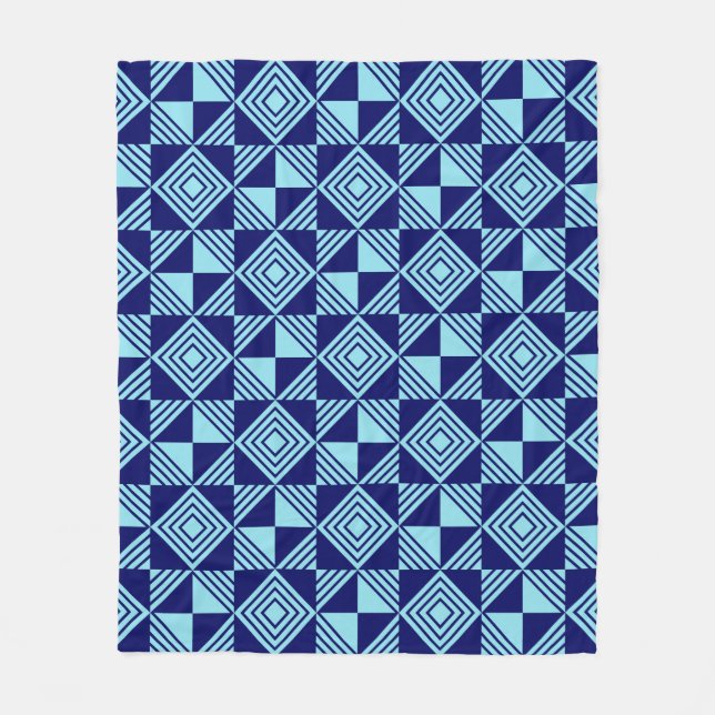 Cobertor De Velo Padrão Retroativo Geométrico do Triângulo Azul (Frente)