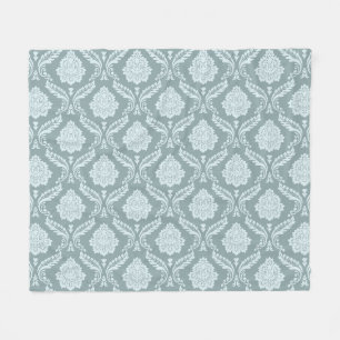 Cobertor De Velo Padrão Rococó Damask Ovo de Pato Azul+Turquesa