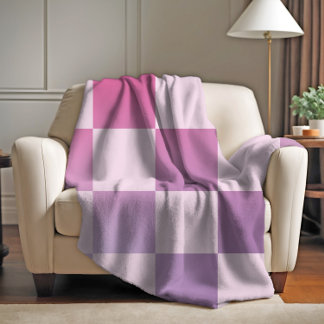 Cobertor De Velo Padrão Roxo Gradiente Xadrez Retrô