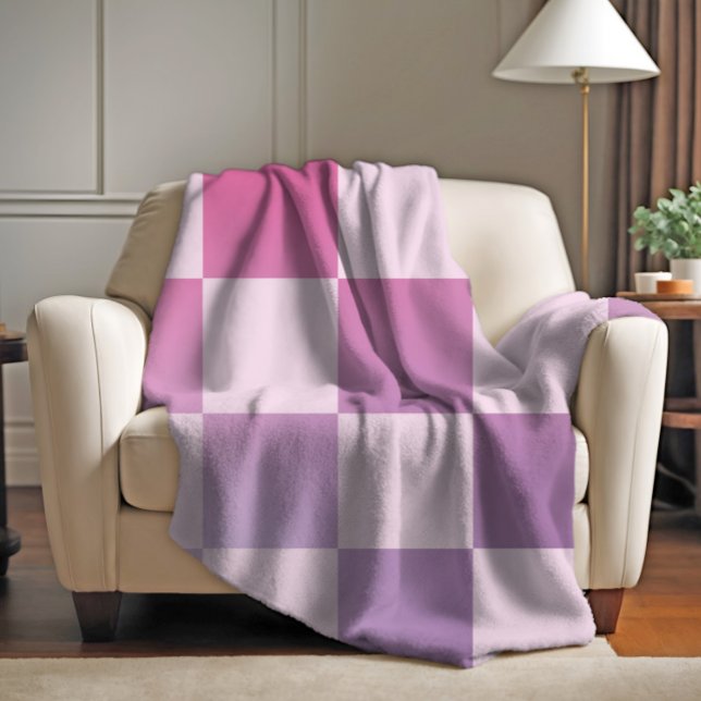 Cobertor De Velo Padrão Roxo Gradiente Xadrez Retrô (Criador carregado)