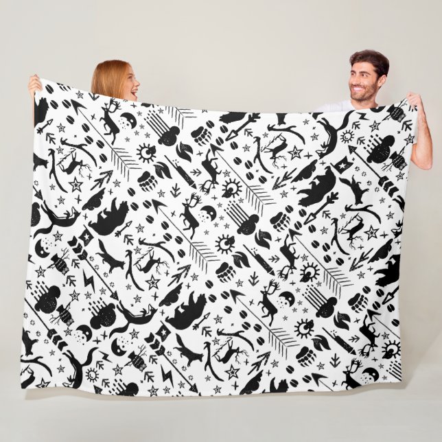 Cobertor De Velo Padrão Rustic Black Owl Carrinho Raposo Raposo (In Situ)