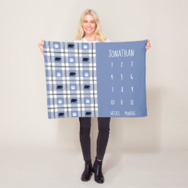 Cobertor De Velo Padrão Rustic Blue Black & White Bear Flannel