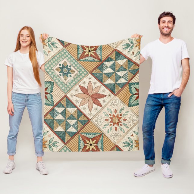 Cobertor De Velo Padrão Rustic Diamond Patchwork - Geométrico (In Situ)