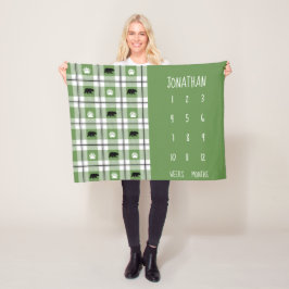 Cobertor De Velo Padrão Rustic Green Black & White Bear Flannel