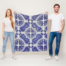 Cobertor De Velo Padrão Rustic Vintage - Azulejos Portugueses - Azu