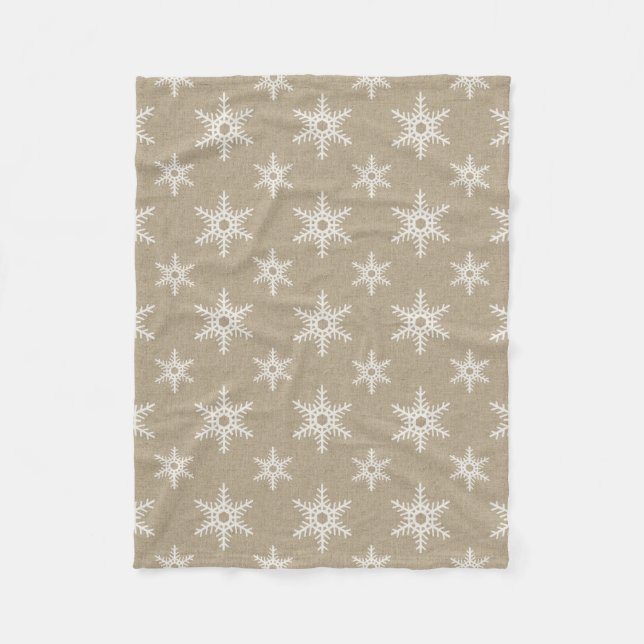 Cobertor De Velo Padrão Rustic White Faux Burlap Snowflake (Frente)