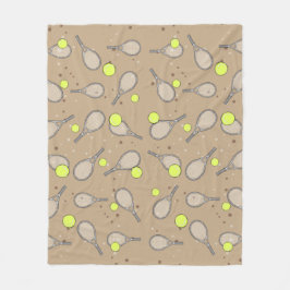 Cobertor De Velo Padrão Seamless de Tênis - Raquete e Bola em Marro