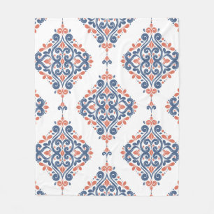 Cobertor De Velo Padrão sem costura azul e laranja ornamental. Vin