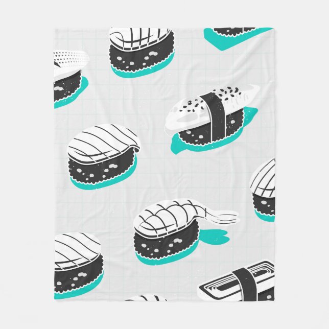 Cobertor De Velo Padrão sem costura com nigiri sushi (Frente)