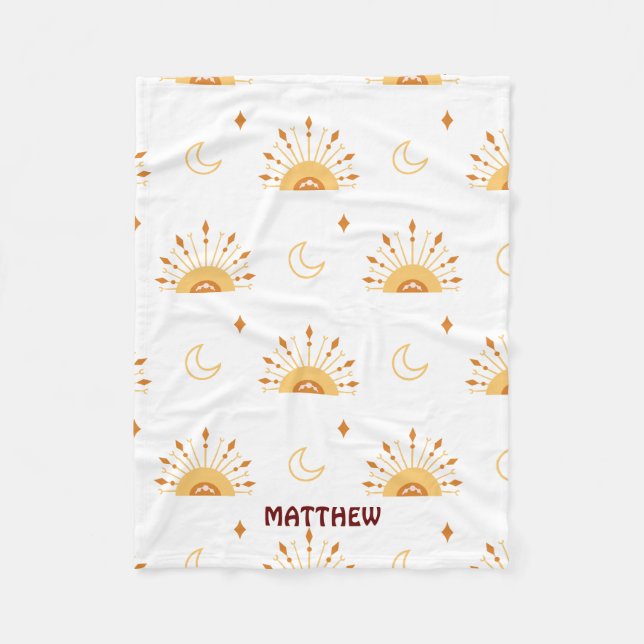 Cobertor De Velo Padrão sem costura de Boho Amarelo-Celestial (Frente)