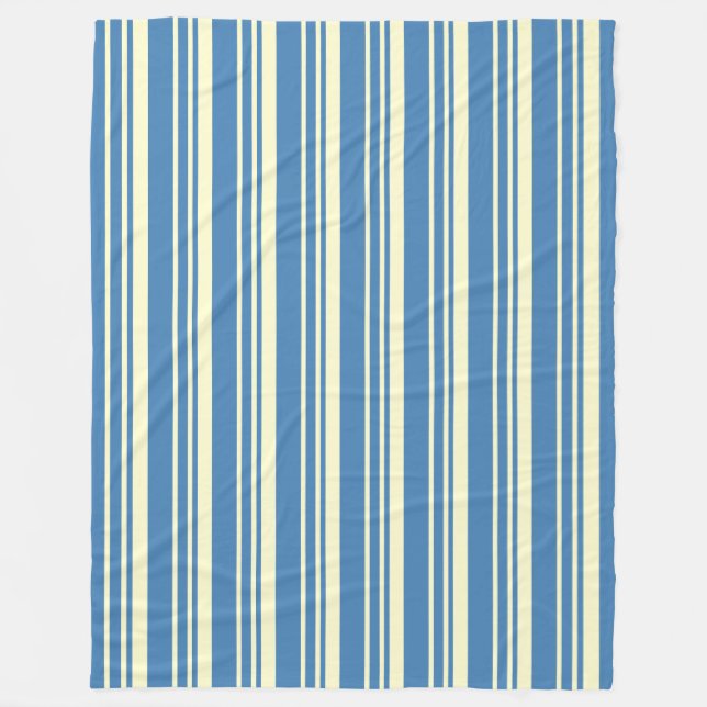 Cobertor De Velo Padrão Simples Azul e Creme Vertical Striped (Frente)
