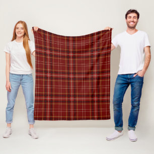 Cobertor De Velo Padrão Simples Branco Dourado Vermelho da Xadrez 