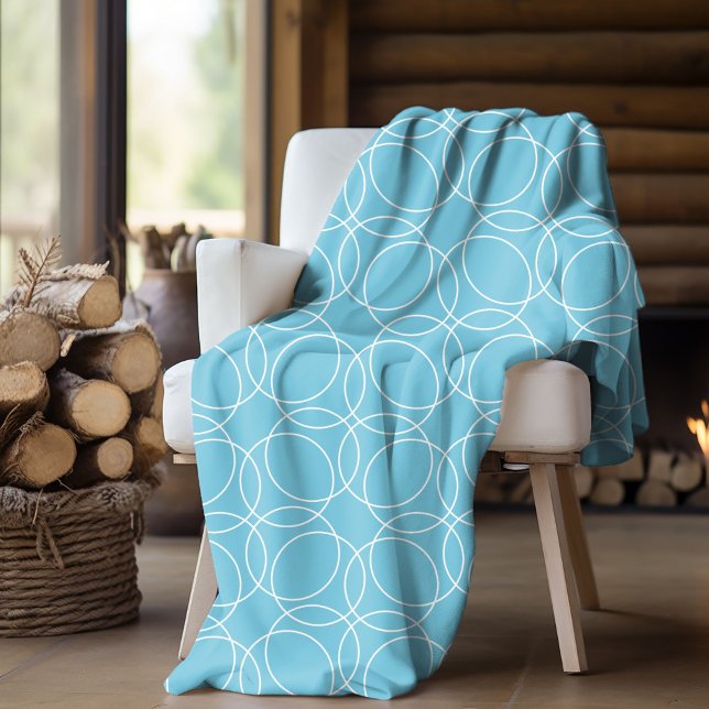 Cobertor De Velo Padrão Simples Moderno (fleece blanket with circle pattern in light blue)