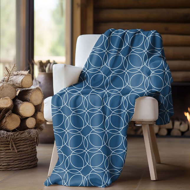 Cobertor De Velo Padrão Simples Moderno (fleece blanket with blue circle pattern)