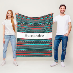 Cobertor De Velo Padrão sudoeste personalizado em azul-turquesa e v