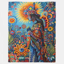 Cobertor De Velo Padrão Tribal de Huichol, Abstrato, vibrante