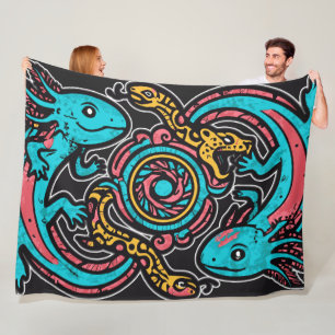 Cobertor De Velo Padrão tribal mitologia boho Xolotl Axolote Asteca