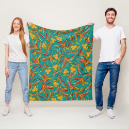 Cobertor De Velo Padrão Tropical com Folhas Vermelhas e Amarelas