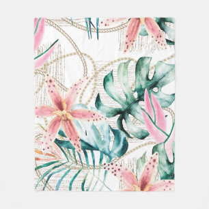 Cobertor De Velo Padrão tropical uniforme com folhas de orquídeas