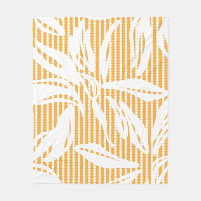 Cobertor De Velo Padrão uniforme Floral Laranja com fundo estriado (Frente)