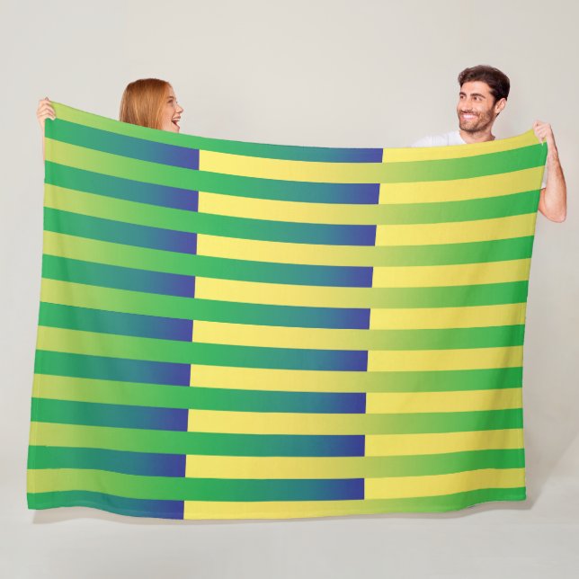 Cobertor De Velo Padrão Verde Amarelo Azul Striped (In Situ)