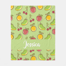 Cobertor De Velo Padrão verde de frutas de verão frescas