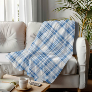 Cobertor De Velo Padrão Verificado com Xadrez Azul Cozy Tartan Clas