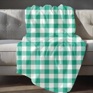 Cobertor De Velo Padrão Verificado De Gingham Branco E Verde Clássi