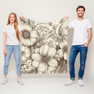 Cobertor De Velo Padrão Vintage Floral Sepia (13)