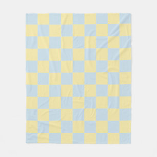 Cobertor De Velo Padrão Xadrez Azul e Amarelo Simples Préppy