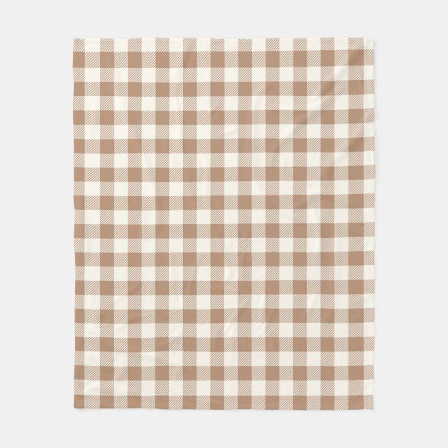 Cobertor De Velo Padrão Xadrez Boho Gingham Bege Marrom (Frente)