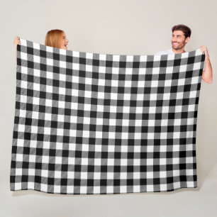 Cobertor De Velo Padrão Xadrez Búfalo Vermelho e Preto