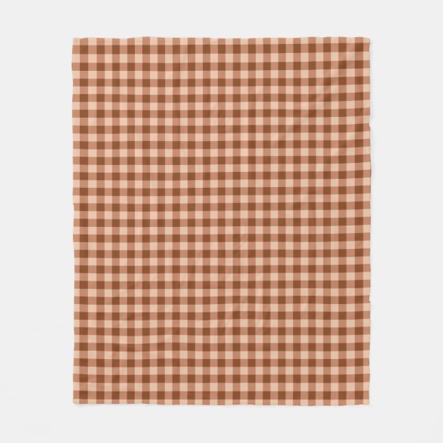 Cobertor De Velo Padrão Xadrez Marrom Simples Gingham Rústico (Frente)