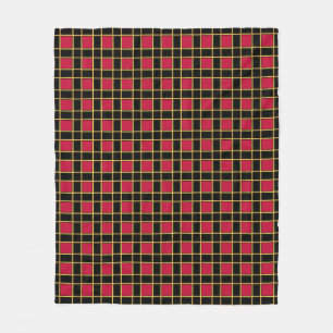Cobertor De Velo Padrão Xadrez Preto Vermelho Elegante