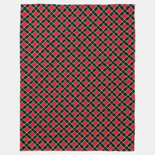 Cobertor De Velo Padrão Xadrez Preto Vermelho Elegante