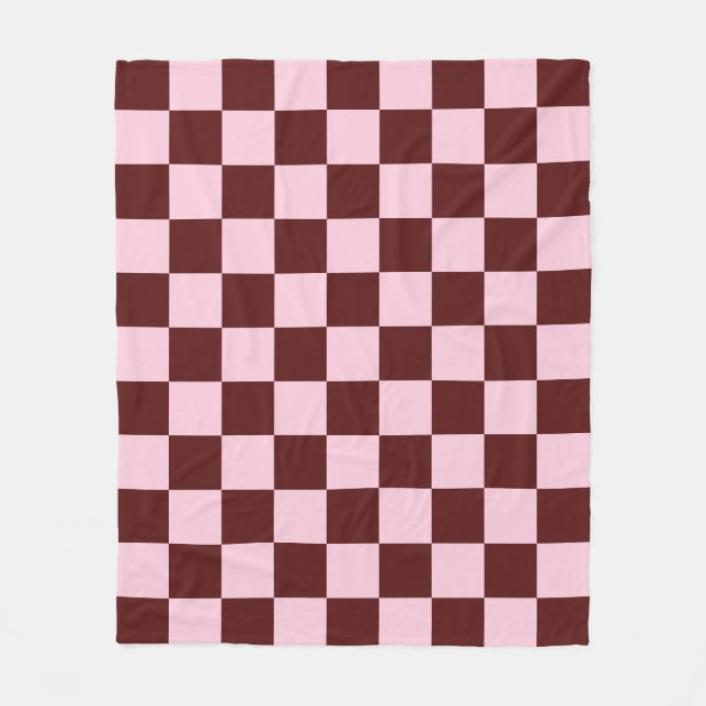 Cobertor De Velo Padrão Xadrez Rosa e Vermelho Simples Préppy (Frente)