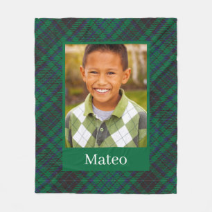 Cobertor De Velo Padrão Xadrez Tartan Verde Foto Personalizada
