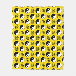 Cobertor De Velo Padrão Yinyang Chinês de Fundo Amarelo