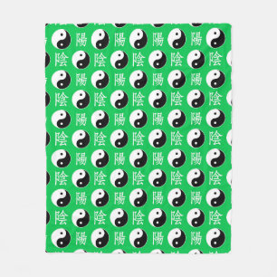 Cobertor De Velo Padrão Yinyang Chinês de Fundo Verde