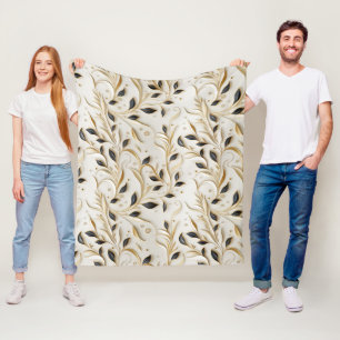 Cobertor De Velo Padrões brancos Dourados e pretos sem costura