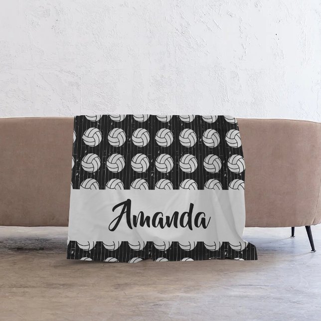 Cobertor De Velo Padrões de madeira de vôlei preto (Criador carregado)