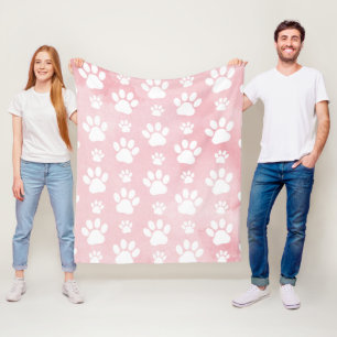 Cobertor De Velo Padrões De Patas, Pestanas Brancas, Aquarelas, Ros