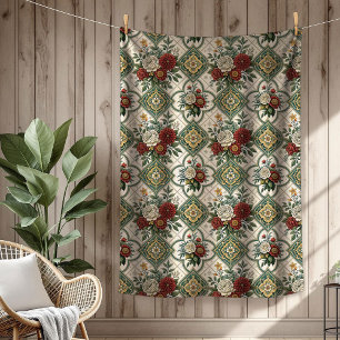 Cobertor De Velo Padrões do Azulejo Ornamentado em branco do Chique