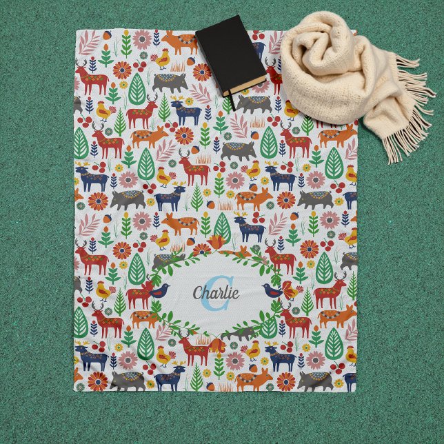 Cobertor De Velo Padrões do Monograma de Arte Folicular Escandinávi (Criador carregado)