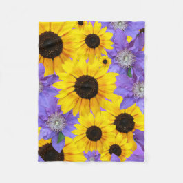 Cobertor De Velo Padrões Florais Coloridos Amarelo e Roxo de Girass
