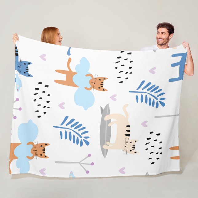 Cobertor De Velo Padrões sem costura para gatos bonitos (In Situ)