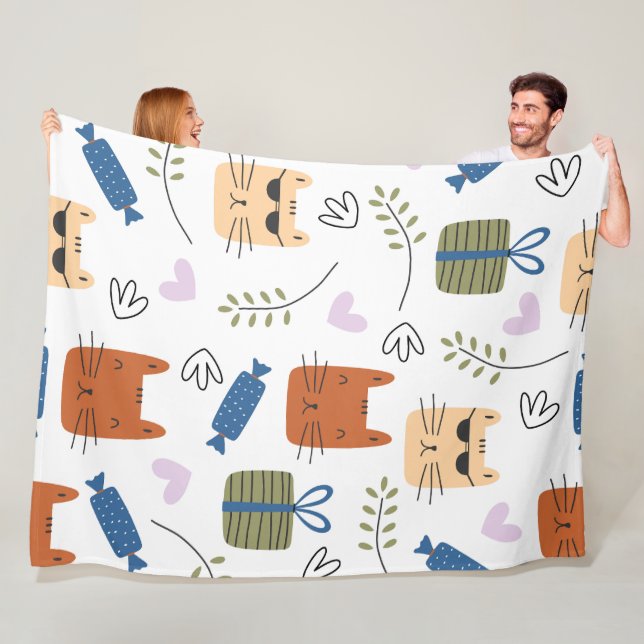 Cobertor De Velo Padrões sem costura para gatos bonitos (In Situ)